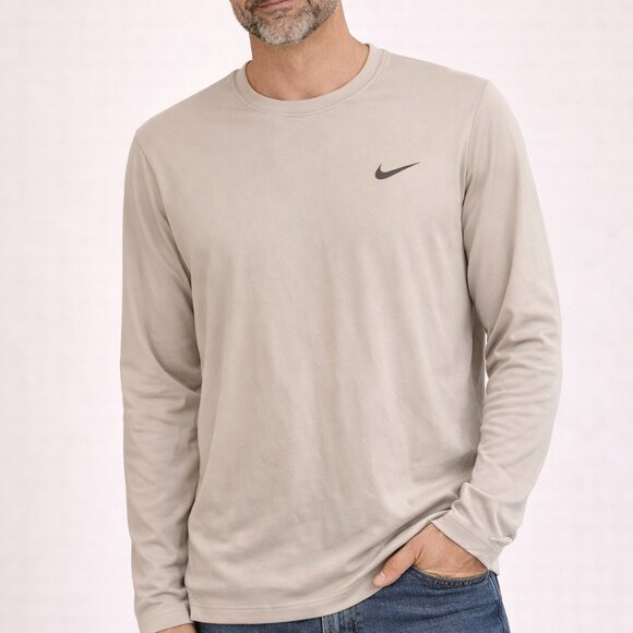 Nike Tops - Nike Running Dri Fit Cream Shirt Sz S Athletic Wear